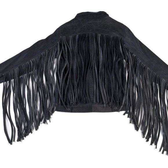 Triarchy / Atelier Denim Black Fringe Jacket - Picture 7 of 8